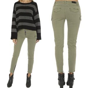 RTA Skinny Cargo Pants Army Green Women Size 30/10 Side Hem Zippers